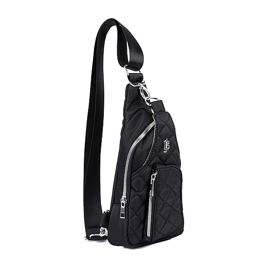 Julia Buxton Nylon Quilted Sling Womens Adjustable Straps Backpack