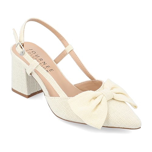 Journee Collection Tailynn Womens Pointed Closed Toe Block Heel Pumps, 8 Wide, Beige