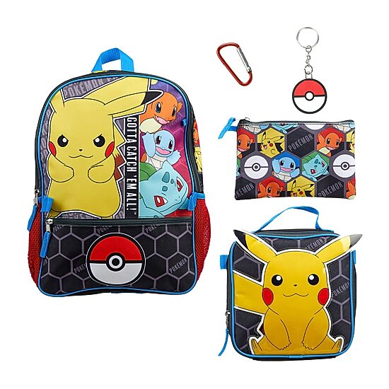 Licensed Pokemon 5-Piece Backpack Set