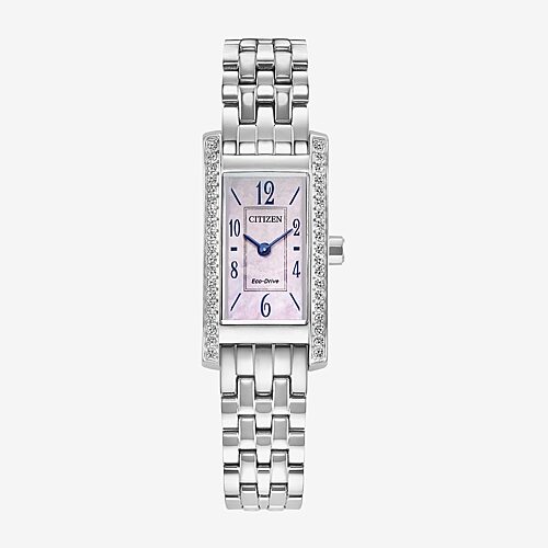 Citizen Womens Silver Tone Stainless Steel Bracelet Watch Eg7110-54y In White