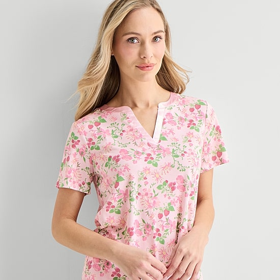 Adonna Womens Short Sleeve 2-pc. Pajama Set