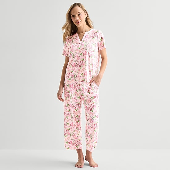 Adonna Womens Short Sleeve 2-pc. Pajama Set