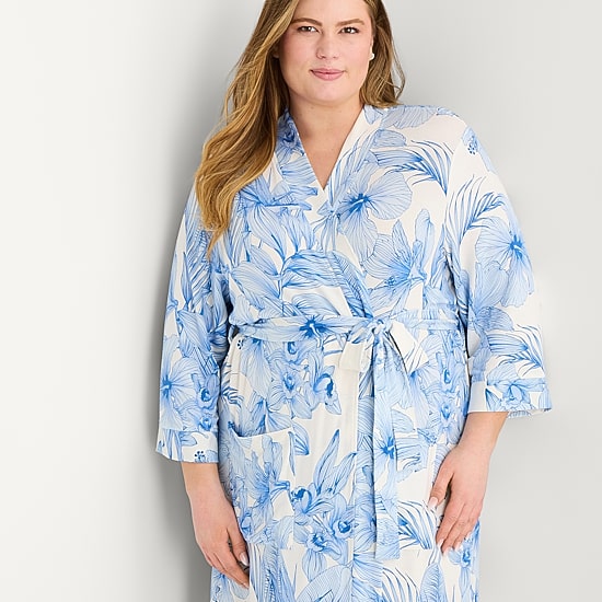 Liz Claiborne Womens Plus Long Sleeve Long Length Robe