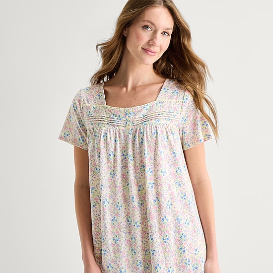 Adonna Womens Short Sleeve Scoop Neck Nightgown