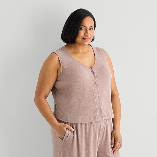 Liz Claiborne Womens Sleeveless 2-pc. Plus Pajama Set