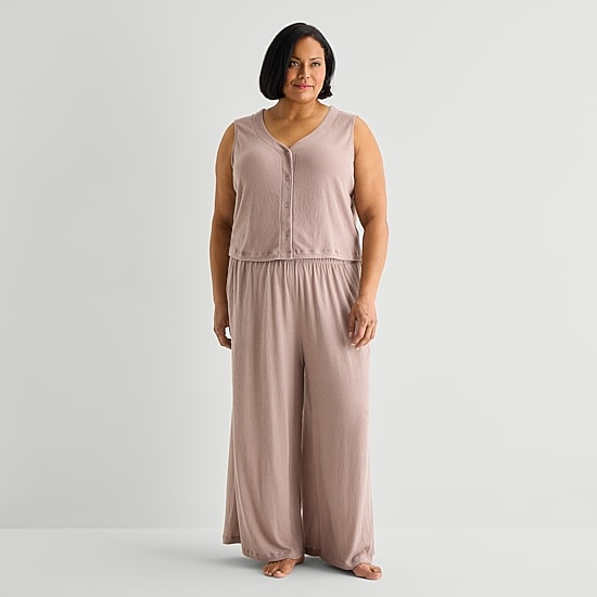 Liz Claiborne Womens Sleeveless 2-pc. Plus Pajama Set