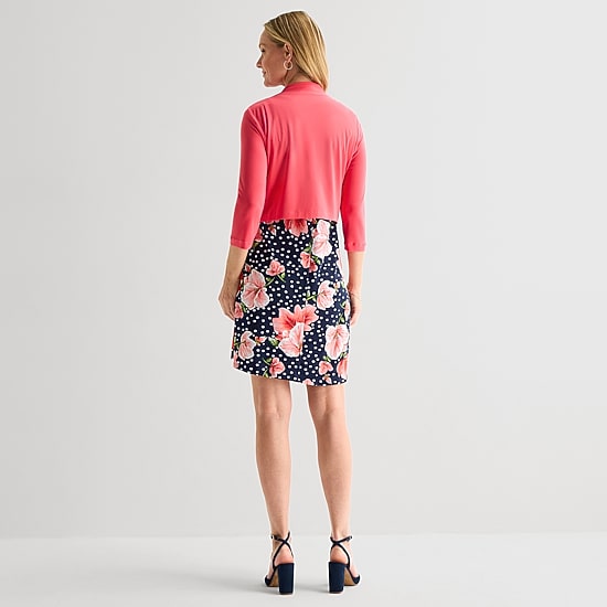 Perceptions Womens Floral Jacket Dress