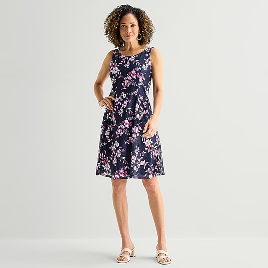 Perceptions Womens Floral Jacket Dress