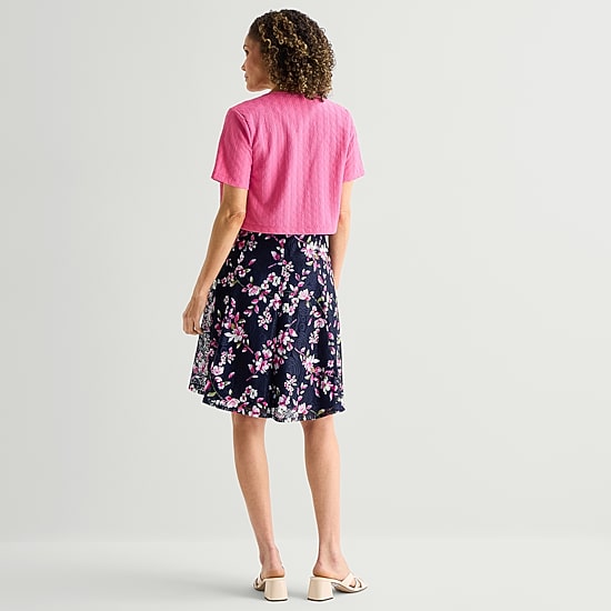 Perceptions Womens Floral Jacket Dress