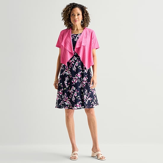 Perceptions Womens Floral Jacket Dress