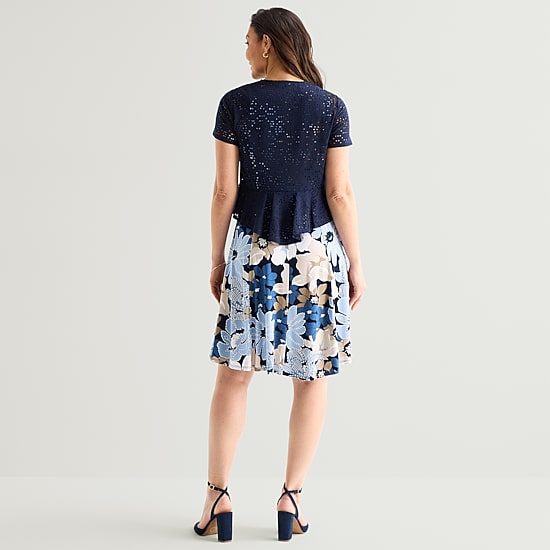Perceptions Womens Floral Jacket Dress