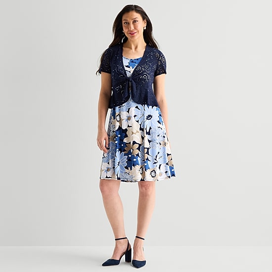 Perceptions Womens Floral Jacket Dress