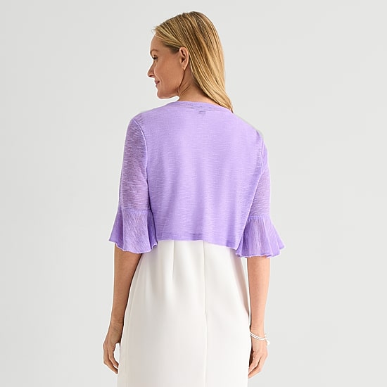 Perceptions Womens Petite 3/4 Sleeve Shrug