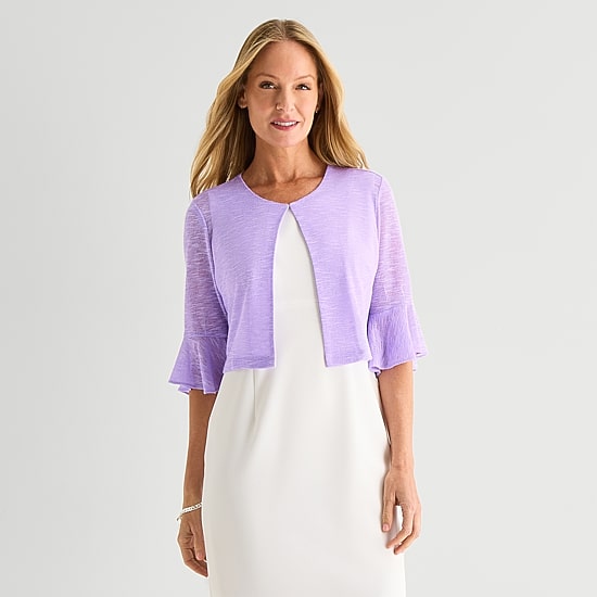 Perceptions Womens Petite 3/4 Sleeve Shrug