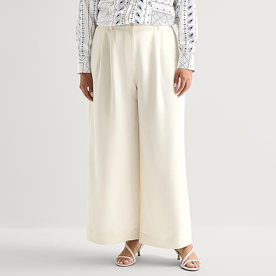 Worthington Womens Plus Wide Leg High Rise Pleated Pant