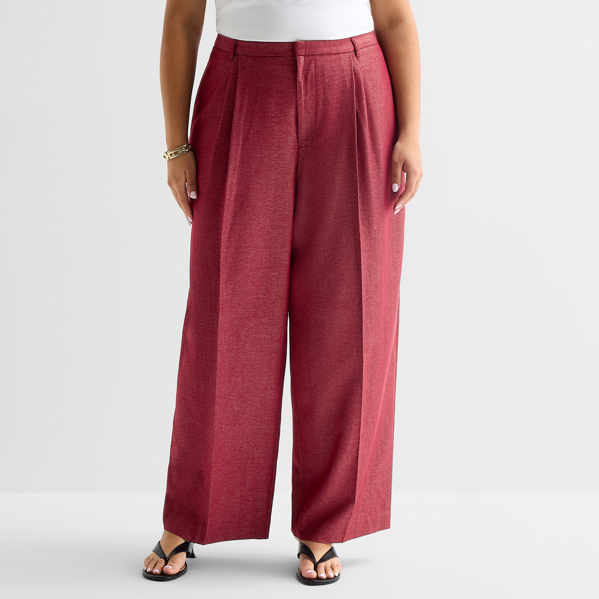 Worthington Womens Plus Straight Mid Rise Trouser