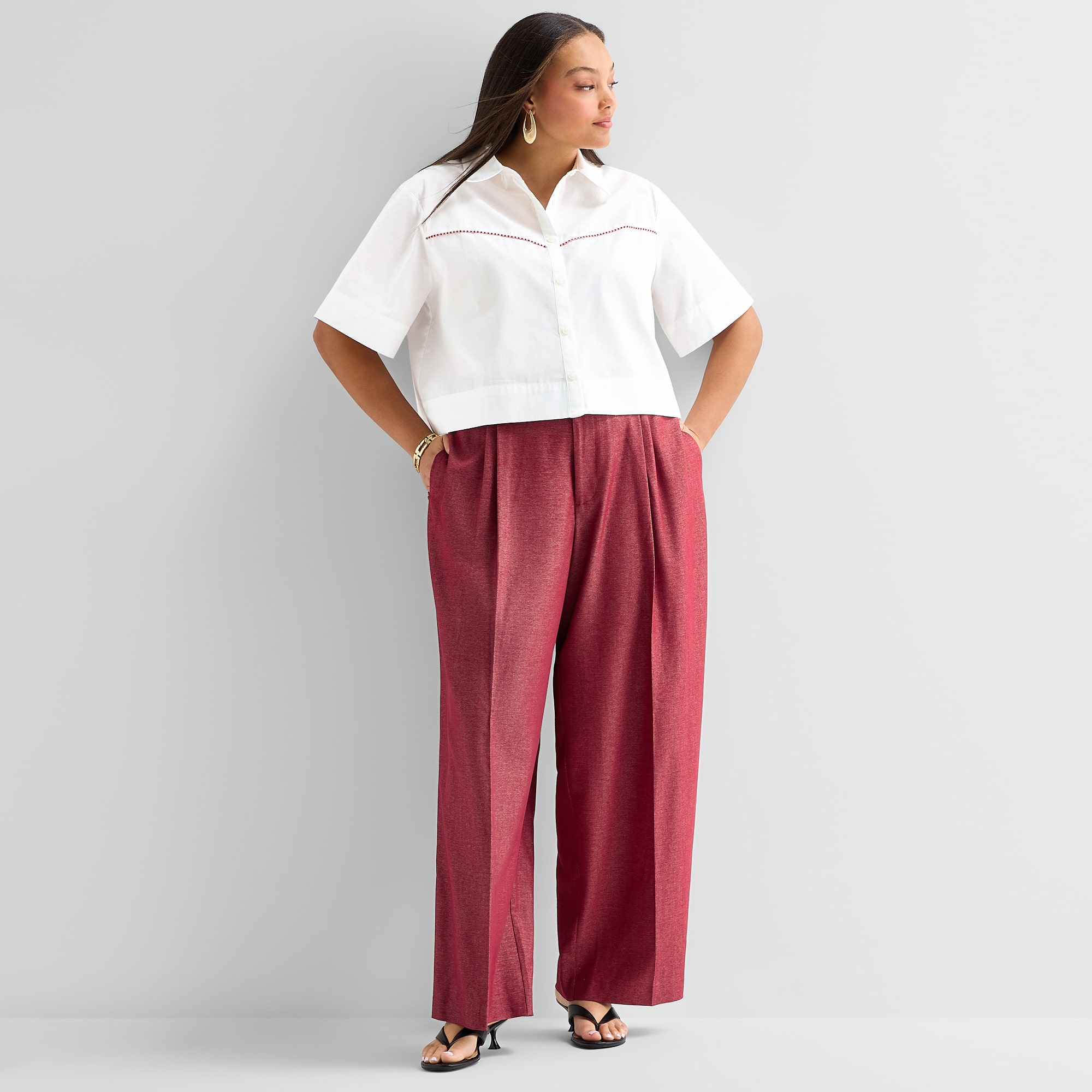 Worthington Womens Plus Straight Mid Rise Trouser