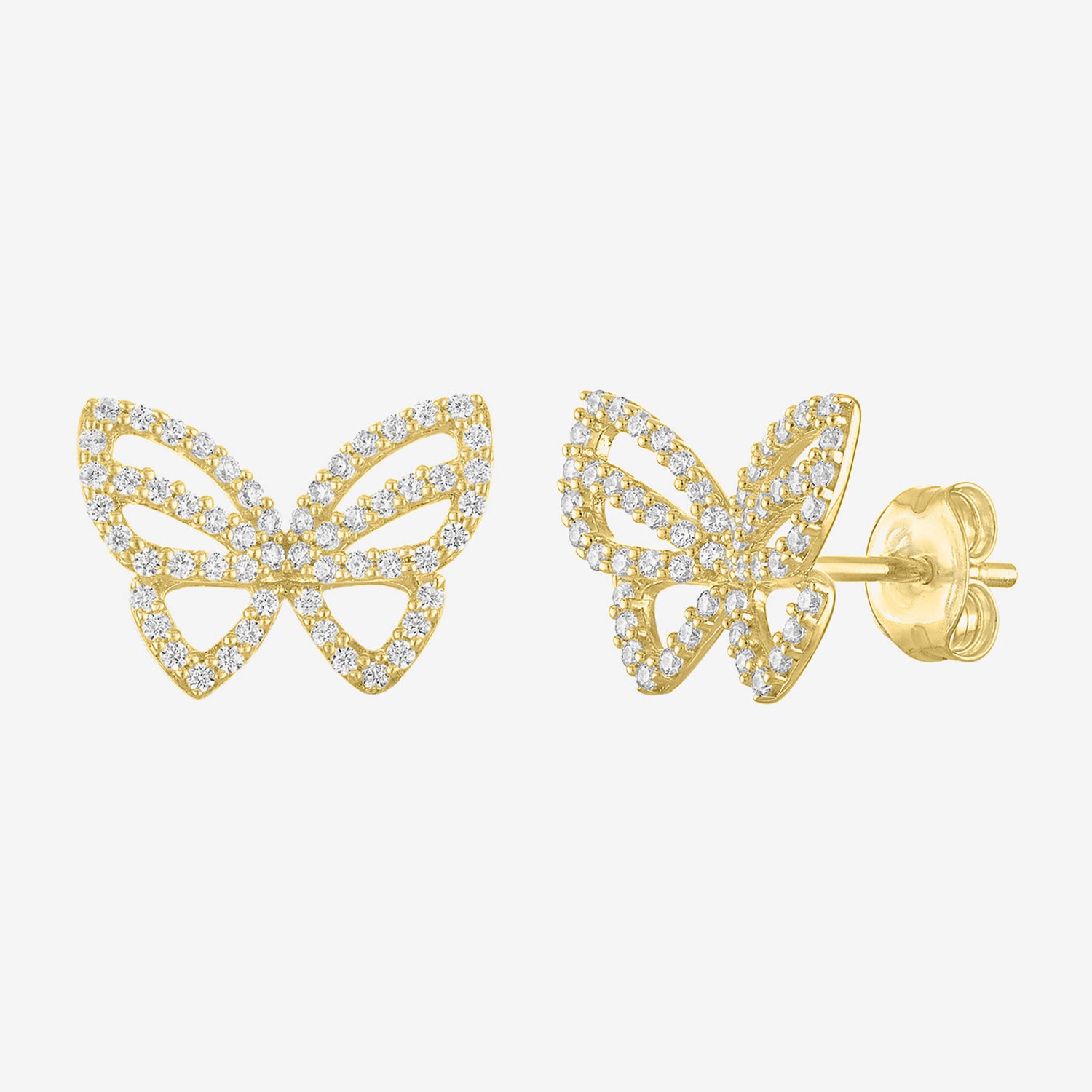 (G-H / Si2-I1) 1/3 CT. T.W. Lab Grown White Diamond 10K Gold 9.5mm Butterfly Stud Earrings
