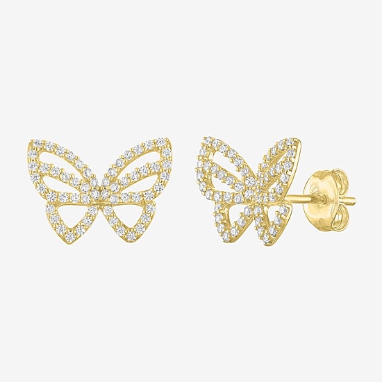 (G-H / Si2-I1) 1/3 CT. T.W. Lab Grown White Diamond 10K Gold 9.5mm Butterfly Stud Earrings