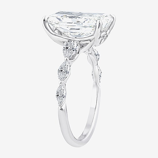 Grown Gorgeous (F / Vs2) Womens 5 1/8 Ct. T.W. Lab Grown White Diamond Platinum Rectangular Side Stone Engagement Ring