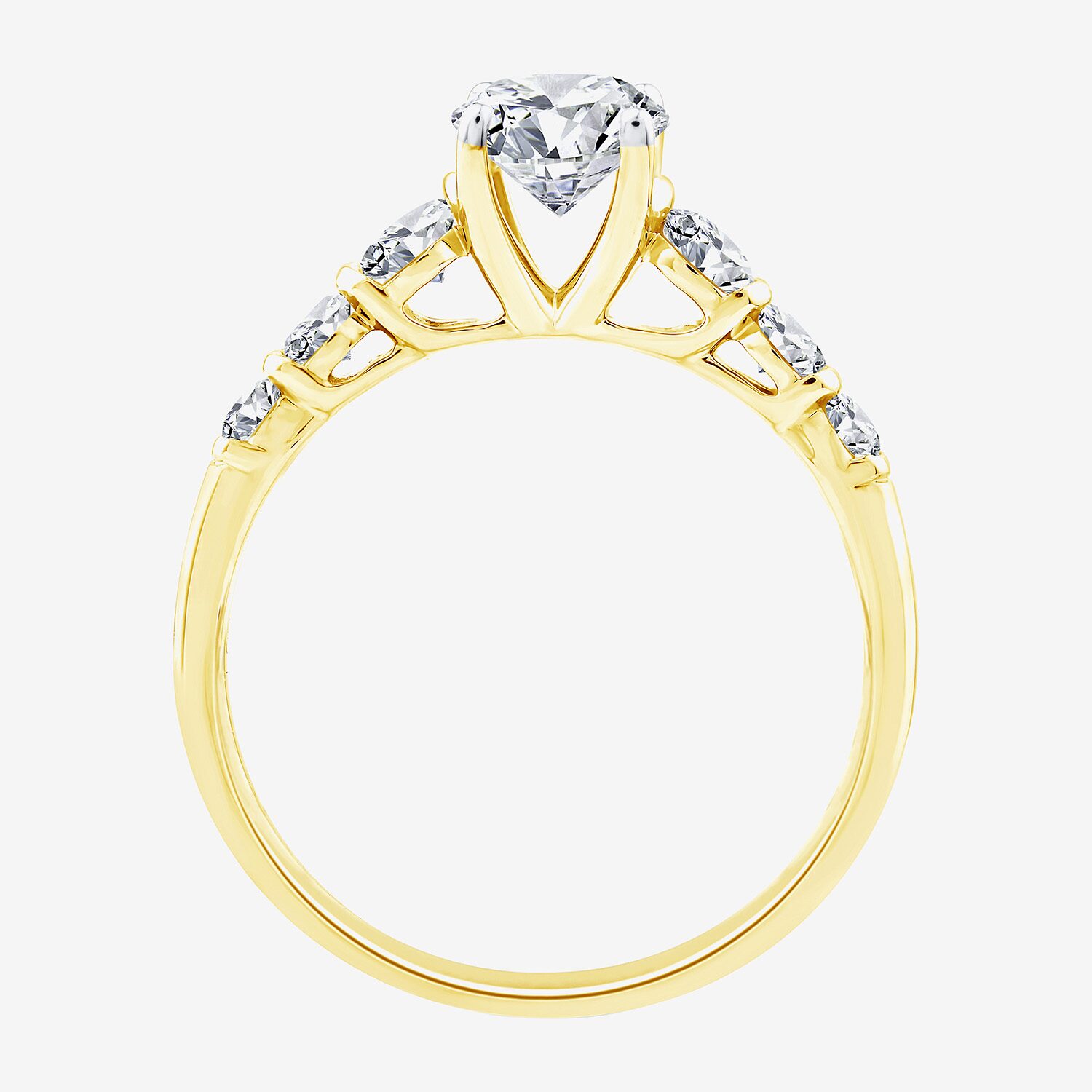 F / Vs2) Womens /2 CT. T.W. Lab Grown White Diamond 10K Gold Oval Side Stone Engagement Ring