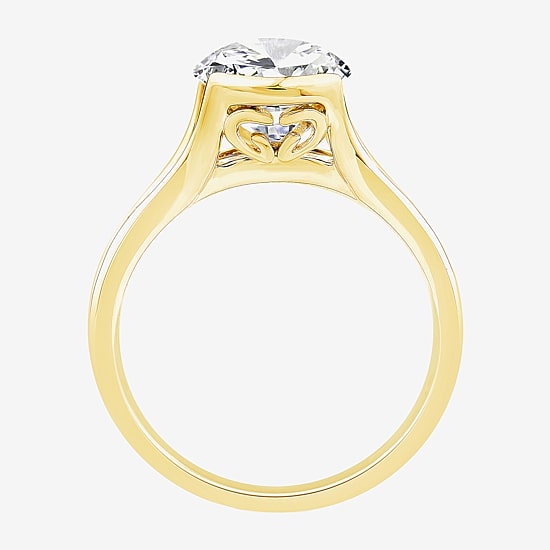 Grown Gorgeous (F / Vs2) Womens 3 7/8 Ct. T.W. Lab Grown White Diamond 14K Gold Oval Side Stone Engagement Ring