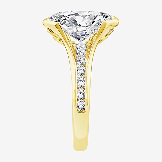 Grown Gorgeous (F / Vs2) Womens 3 7/8 Ct. T.W. Lab Grown White Diamond 14K Gold Oval Side Stone Engagement Ring