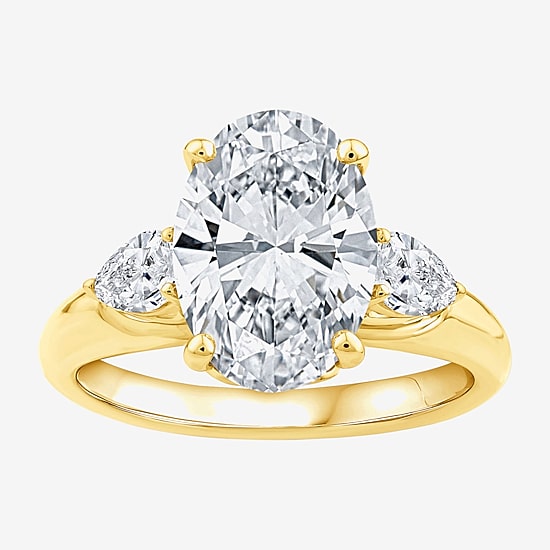 Grown Gorgeous (F / Vs2) Womens 3 3/4 CT. T.W. Lab Grown White Diamond 14K Gold Oval 3-Stone Engagement Ring