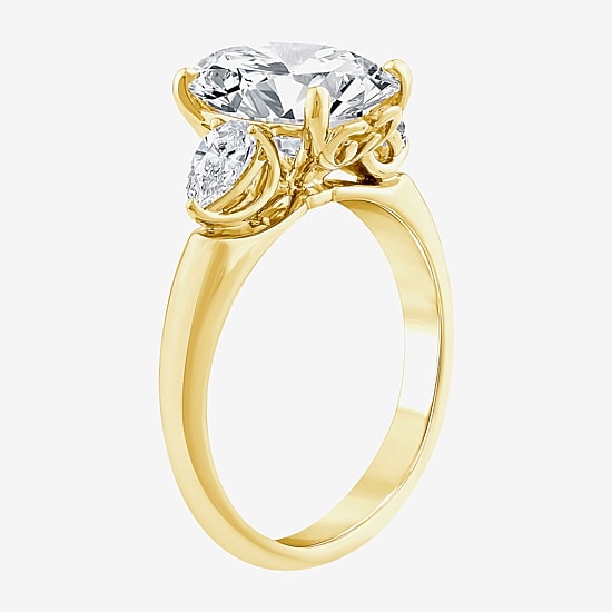 Grown Gorgeous (F / Vs2) Womens 3 3/4 CT. T.W. Lab Grown White Diamond 14K Gold Oval 3-Stone Engagement Ring