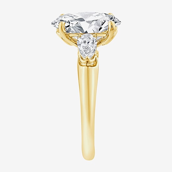 Grown Gorgeous (F / Vs2) Womens 3 3/4 CT. T.W. Lab Grown White Diamond 14K Gold Oval 3-Stone Engagement Ring