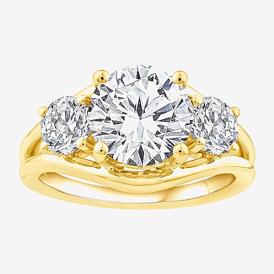 Grown Gorgeous (F / Vs2) Womens 3 3/4 CT. T.W. Lab Grown White Diamond 14K Gold Round 3-Stone Engagement Ring