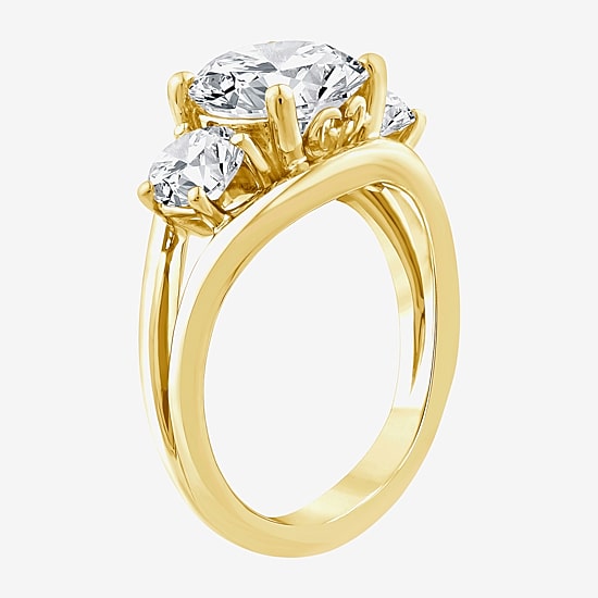 Grown Gorgeous (F / Vs2) Womens 3 3/4 CT. T.W. Lab Grown White Diamond 14K Gold Round 3-Stone Engagement Ring