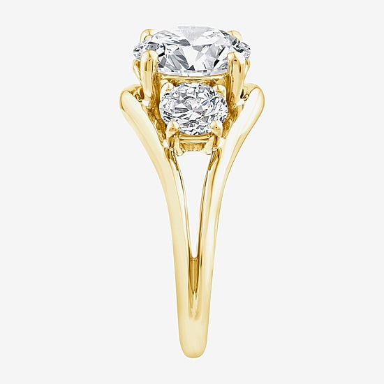 Grown Gorgeous (F / Vs2) Womens 3 3/4 CT. T.W. Lab Grown White Diamond 14K Gold Round 3-Stone Engagement Ring