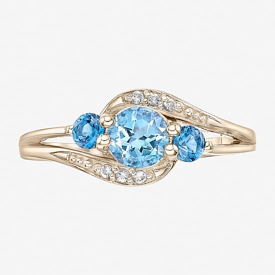 Womens Genuine Blue Topaz 18K Gold Over Silver Cocktail Ring