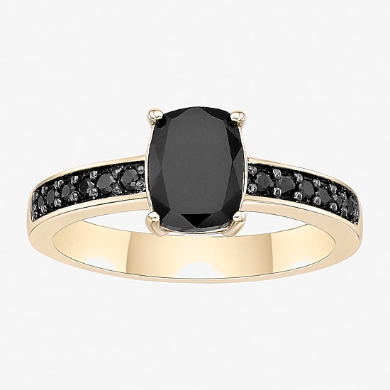 Womens Genuine Black Onyx 18K Gold Over Silver Cocktail Ring