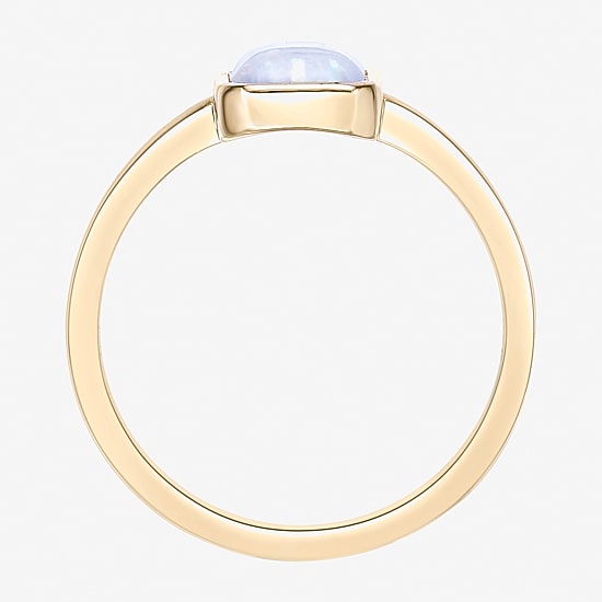 Womens Lab Created White Opal 18K Gold Over Silver Cocktail Ring
