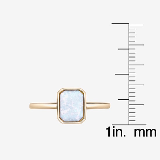 Womens Lab Created White Opal 18K Gold Over Silver Cocktail Ring