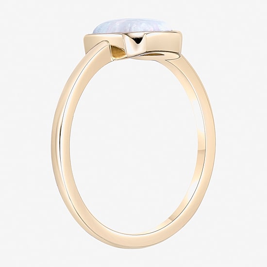Womens Lab Created White Opal 18K Gold Over Silver Cocktail Ring