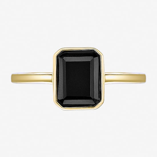 Womens Genuine Black Onyx Sterling Silver Cocktail Ring