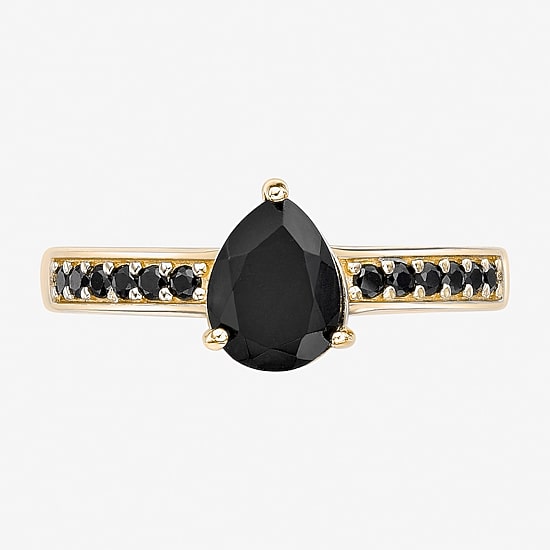 Womens Genuine Black Onyx 18K Gold Over Silver Cocktail Ring