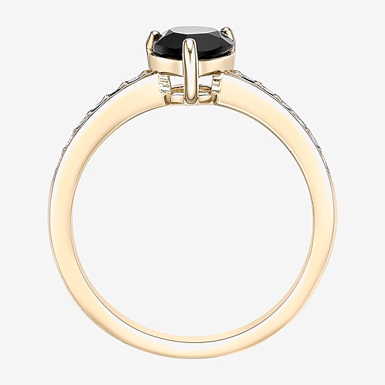 Womens Genuine Black Onyx 18K Gold Over Silver Cocktail Ring