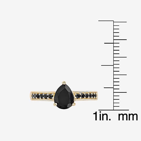 Womens Genuine Black Onyx 18K Gold Over Silver Cocktail Ring