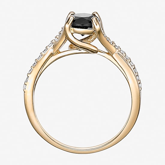 Womens Genuine Black Onyx 18K Gold Over Silver Cocktail Ring