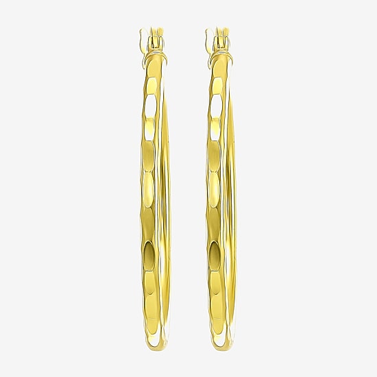 Womens 24K Gold Over Silver 30mm Hoop Earrings