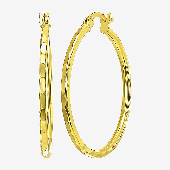 Womens 24K Gold Over Silver 30mm Hoop Earrings