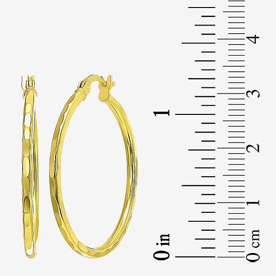 Womens 24K Gold Over Silver 30mm Hoop Earrings