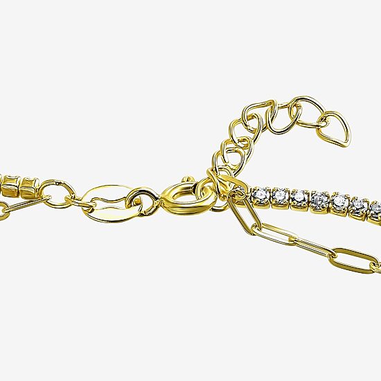 Womens White Cubic Zirconia 14K Gold Over Silver 6 1/2 Inch Tennis Bracelet