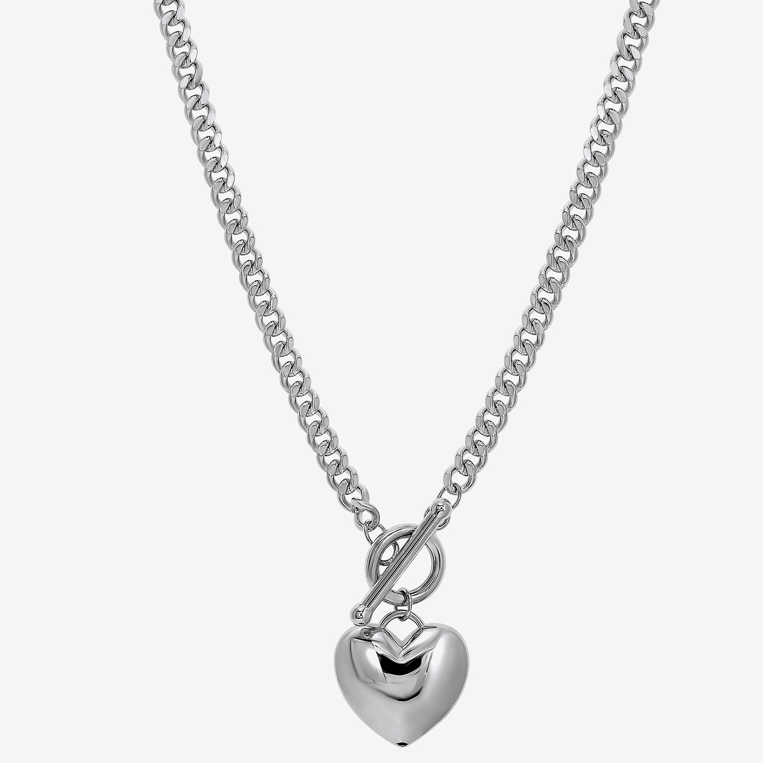 Womens Sterling Silver Heart 18 Inch Pendant Necklace