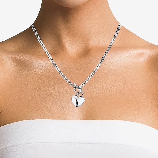 Womens Sterling Silver Heart 18 Inch Pendant Necklace