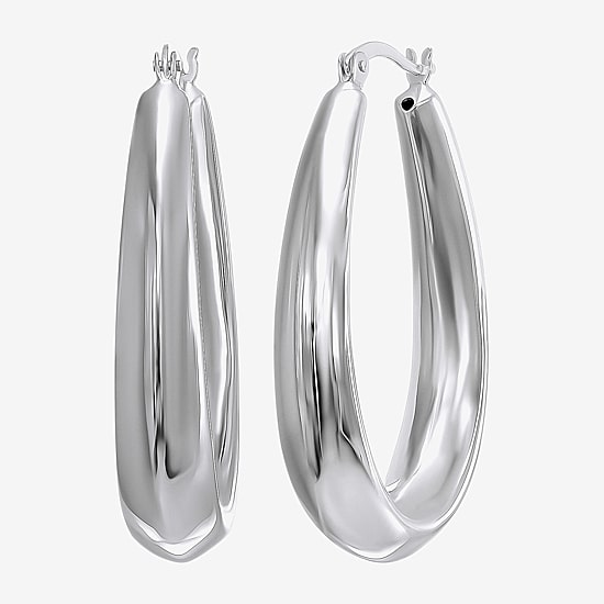 Womens Sterling Silver Hoop Earrings